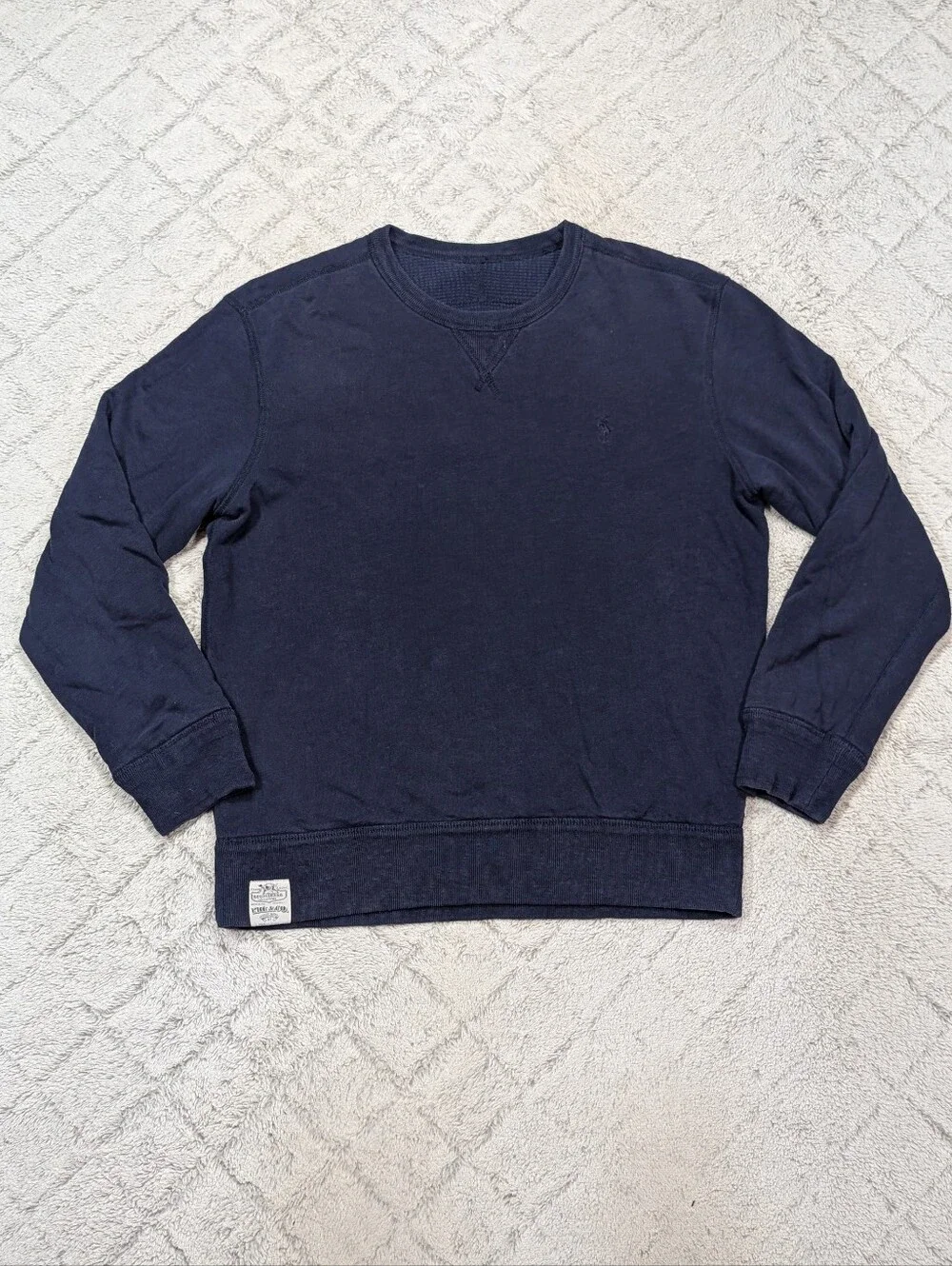 Vtg Polo Ralph Lauren Sweatshirt Mens M Blue Thermal Sportsman Crewneck Reverse
